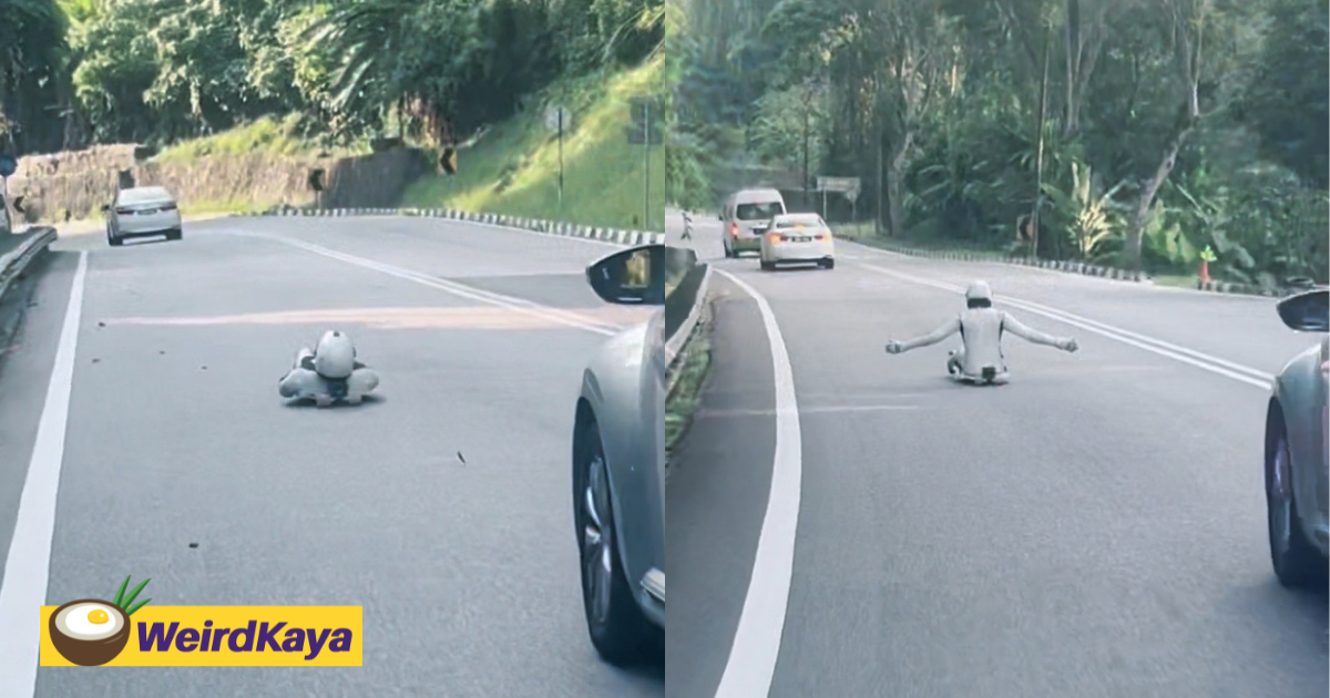 Viral clip shows man riding street luge downhill in penang, police investigating | weirdkaya