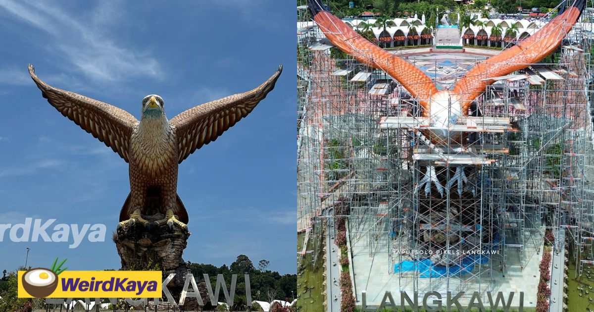Viral photo shows iconic eagle statue in langkawi undergoing upgrade works | weirdkaya