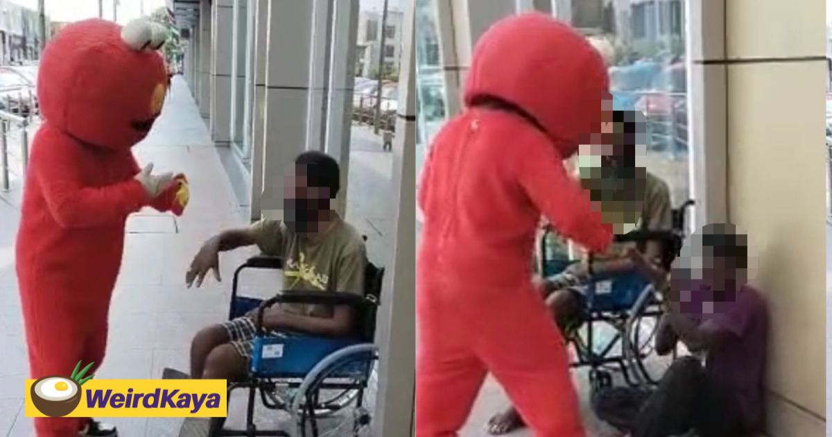 Viral video shows man dressed as 'elmo' mascot beating man near mall in melaka | weirdkaya