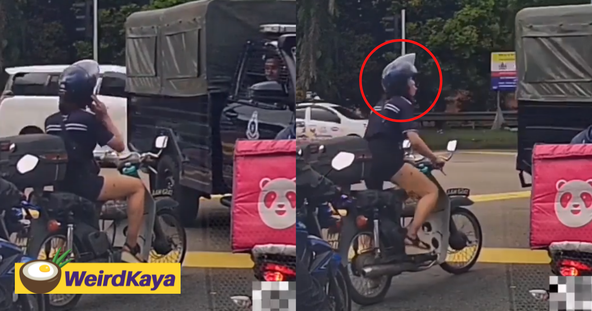 [VIDEO] M'sian Biker Sheepishly Puts Helmet Back On After Getting Busted By Police