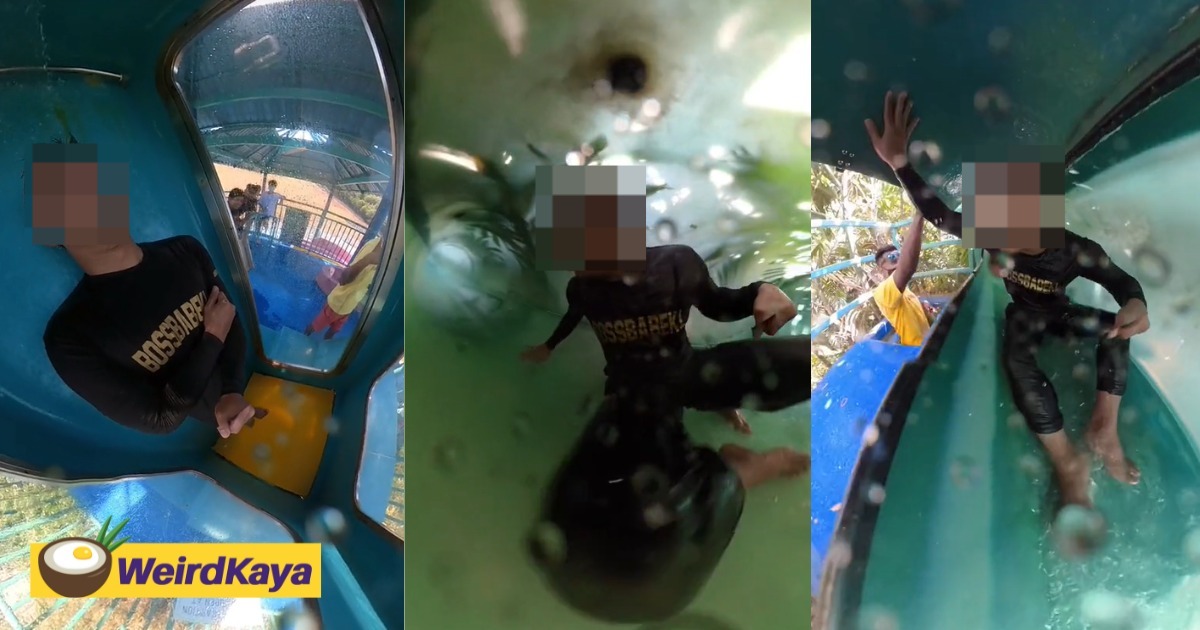 M'sian man gets stuck in water slide at penang theme park, says it will be his 'first and last time' | weirdkaya