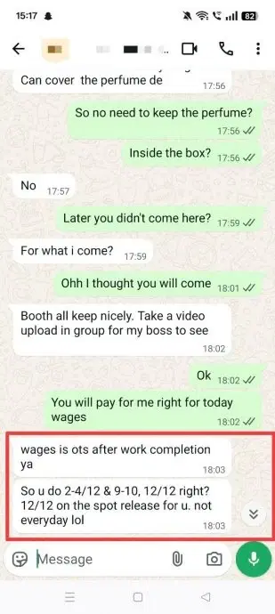 Whatsapp message with boss
