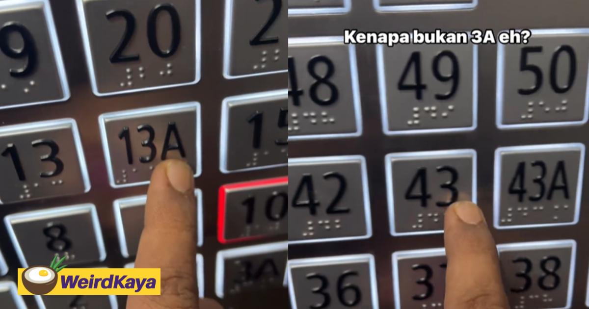 'why 40th floor, not 3a0? ' - m'sian scratches head over elevator button showing the forbidden number '4' | weirdkaya