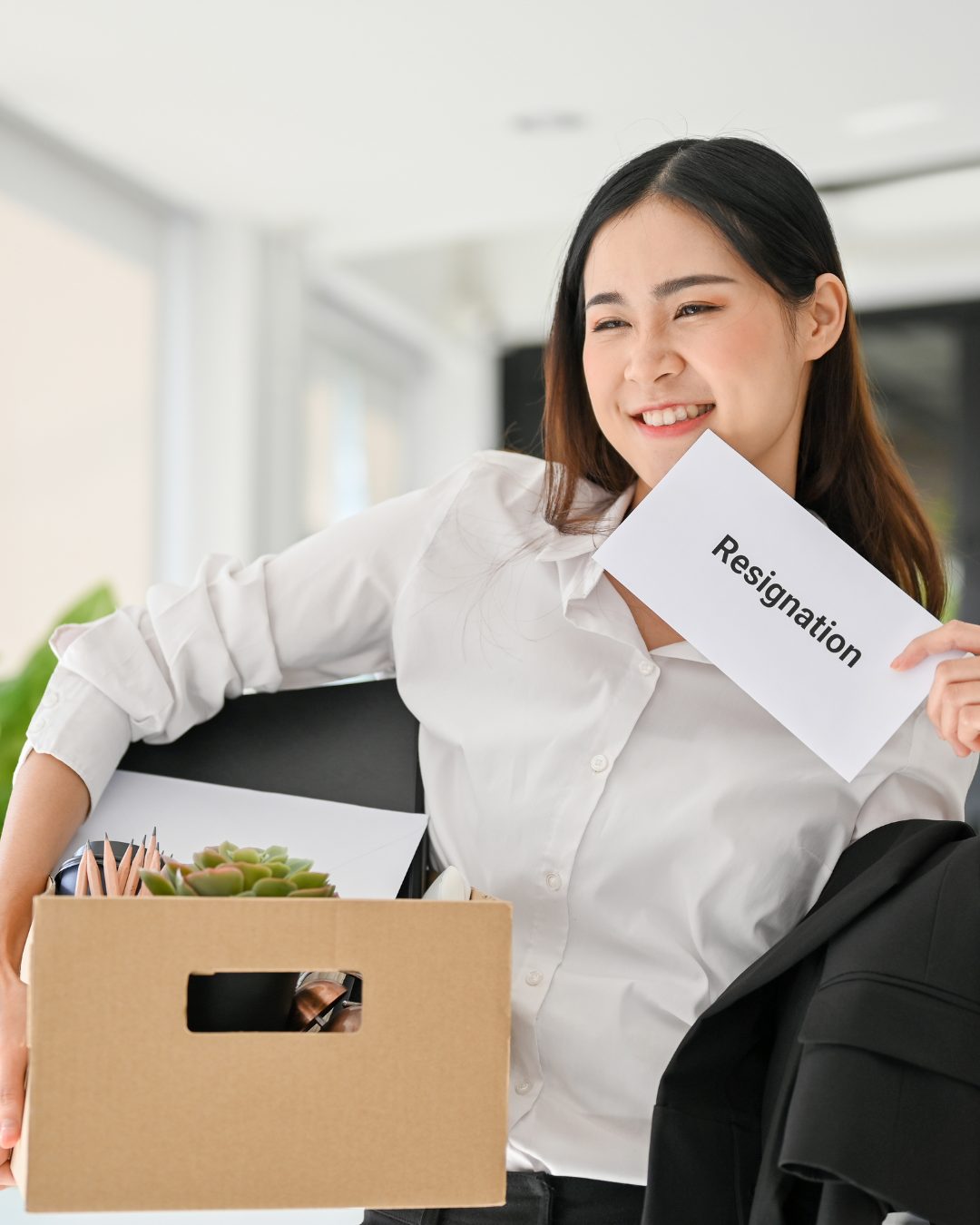 woman after resigning her job