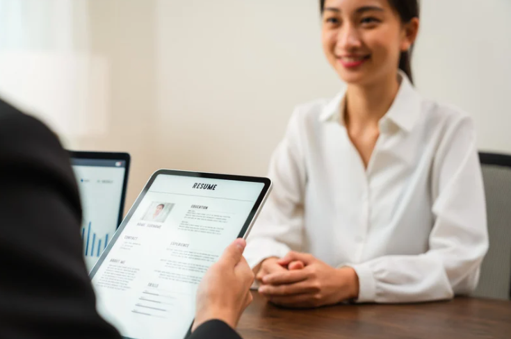 Woman at job interview