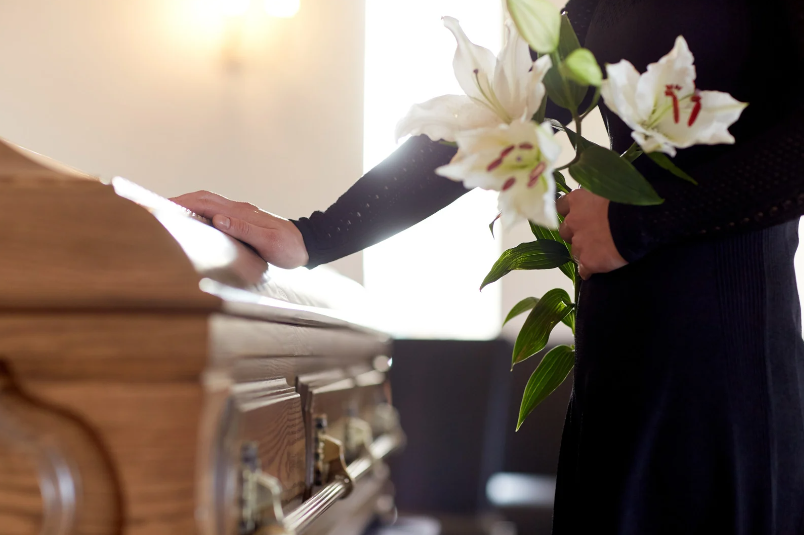 Woman attending a funeral