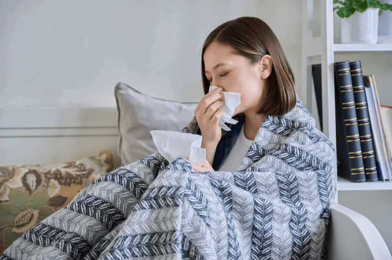 Woman falling sick