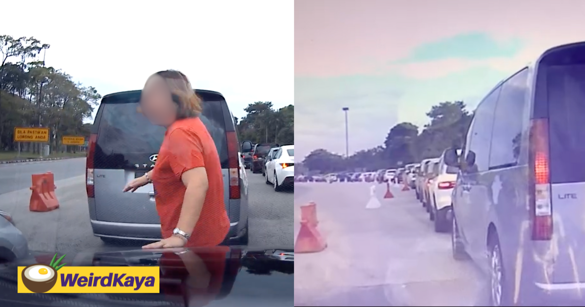 Woman in red denies cutting queue, claims other driver was reckless | weirdkaya