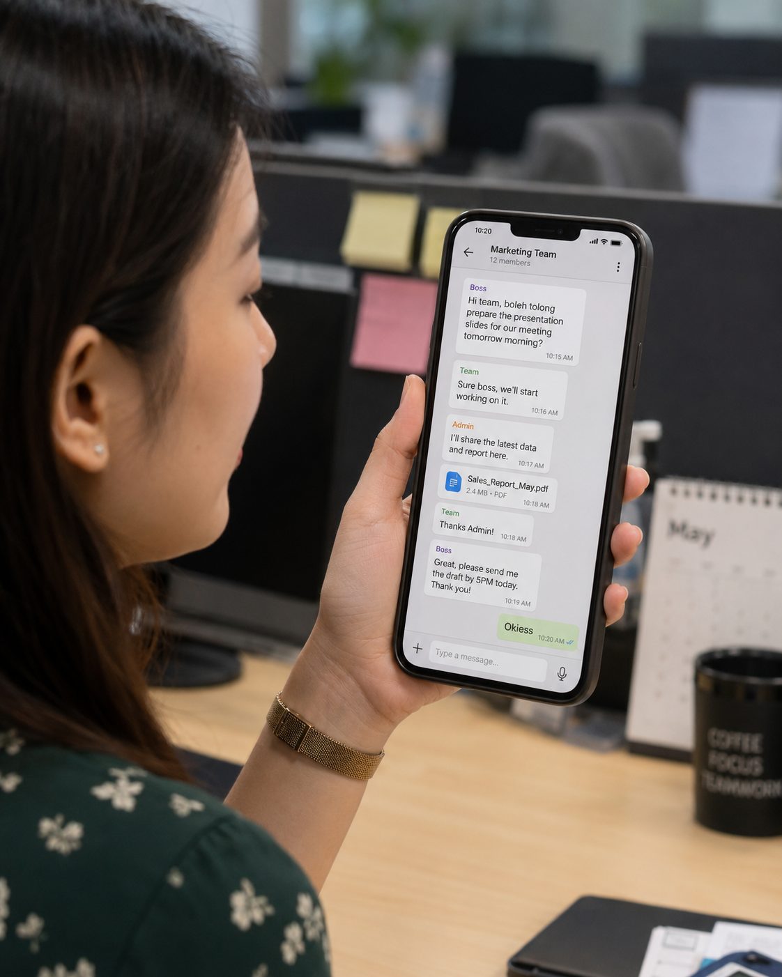 woman looking at her phone