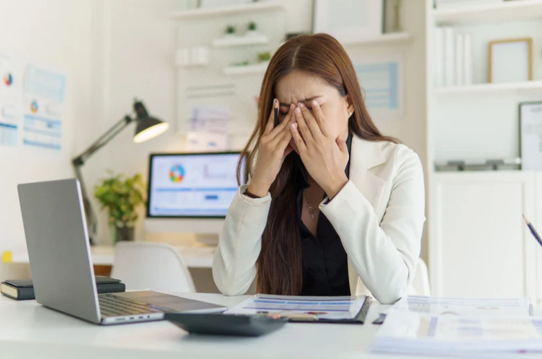 Woman stressed at work