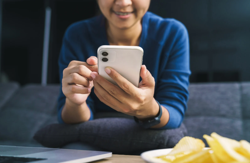 Woman using her handphone