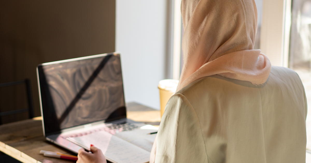 woman working hard