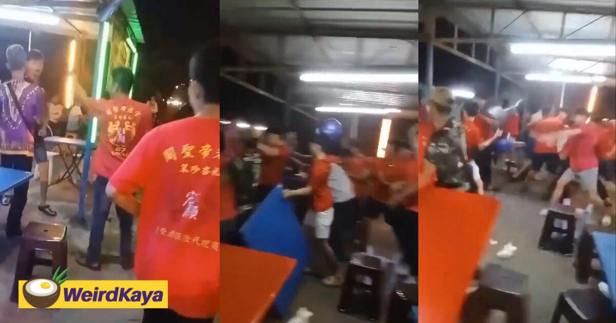 Johor Stall Gets Trashed As Men Throw Tables & Chairs At Each Other Over Loud Motorcycle Noise