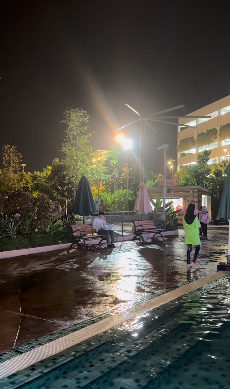 Young man working at dengkil water park